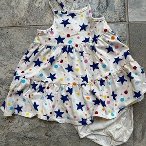 Cat & Jack White Dress with Blue Stars and Colorful Dots